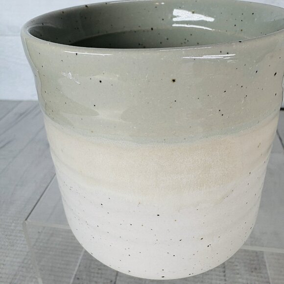 Baum Brothers HEARTH Seafoam Sponge Speckle Beige 15oz Stoneware Cups Mugs Set 4 - Picture 13 of 16